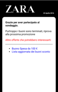 Buoni sconto finiti